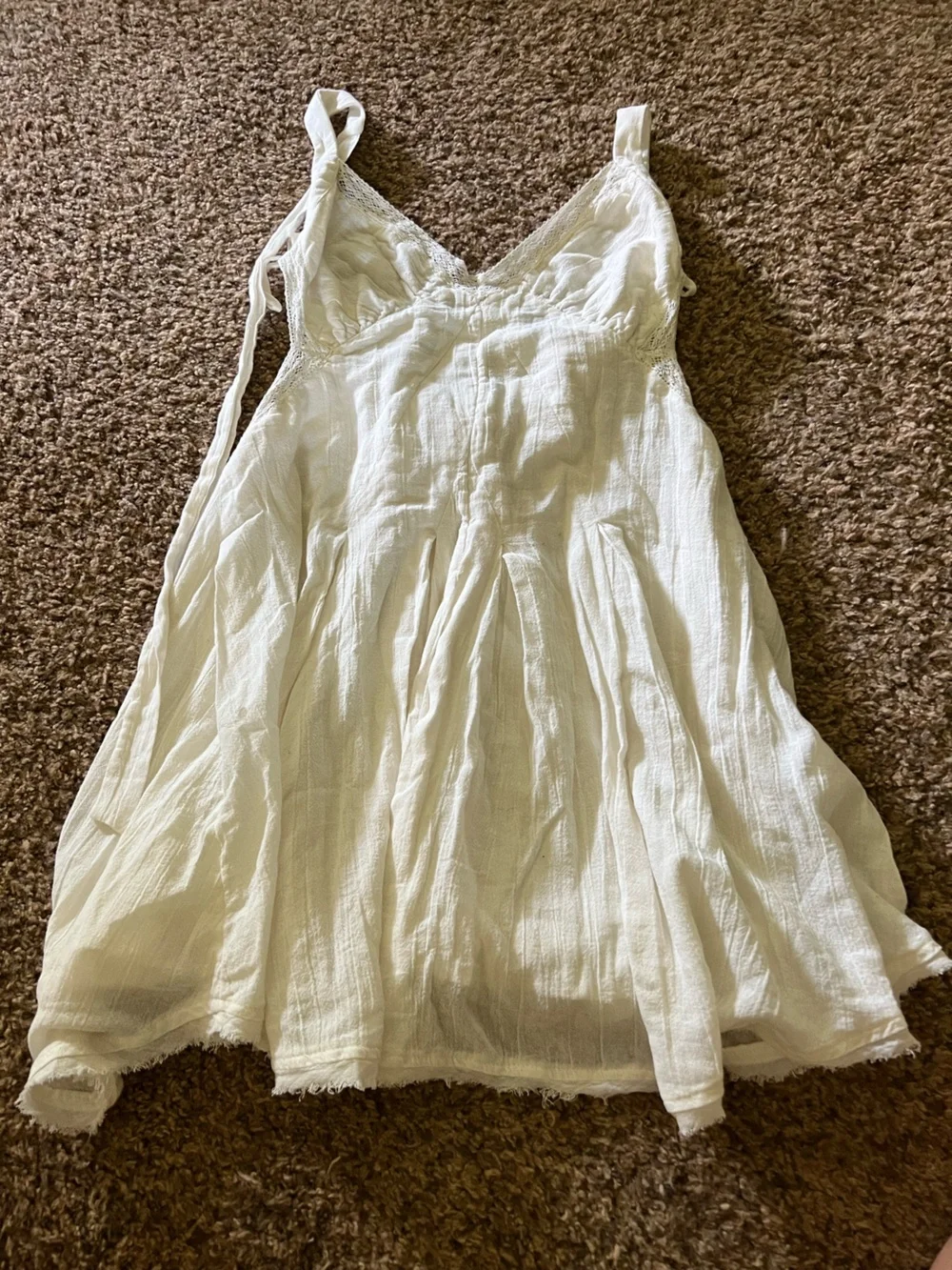 Free People White Gauzy Sleeveless Mini Dress